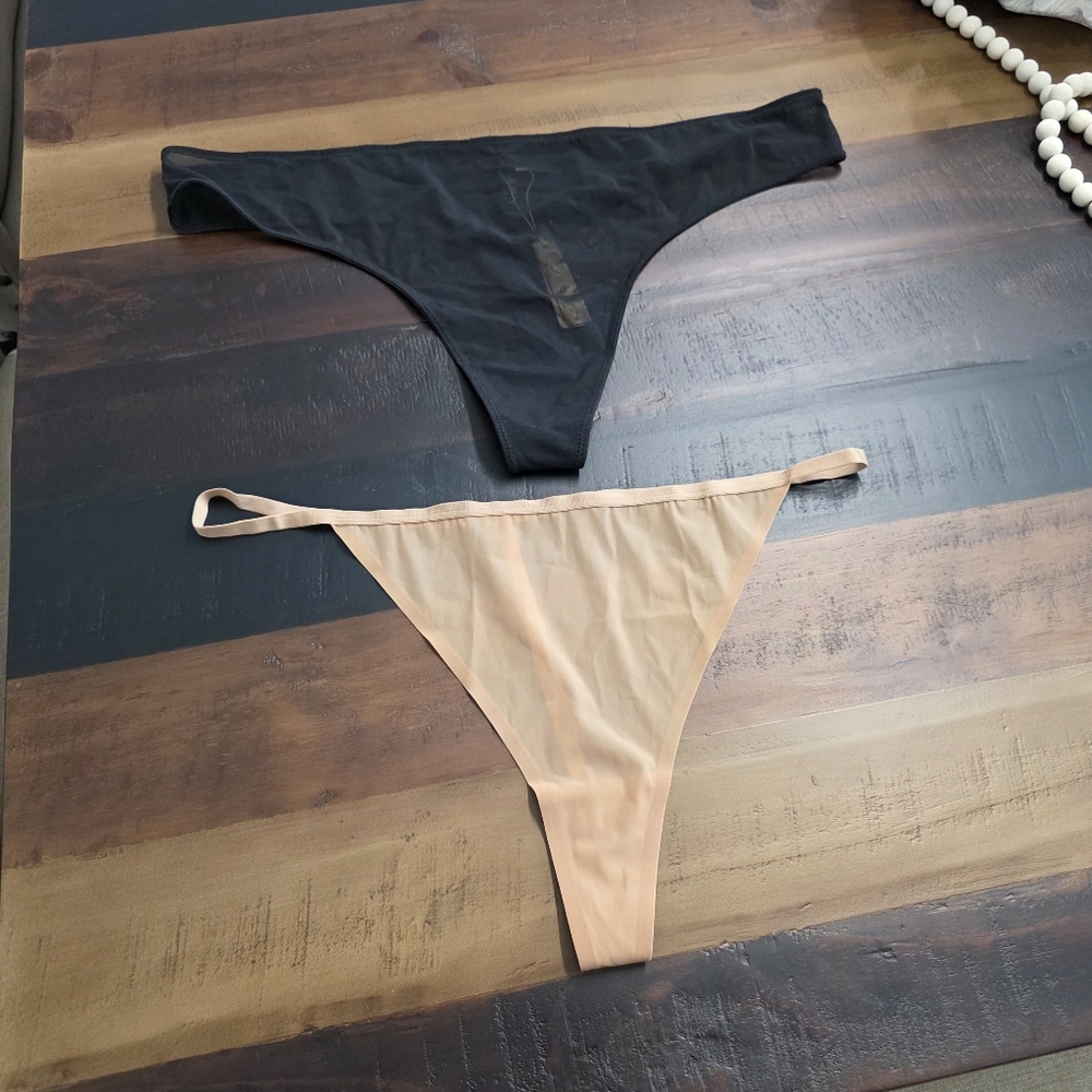2pcs SKIMS  ULTRA FINE MESH THONGS NWT & T-THONG 4X NWOT